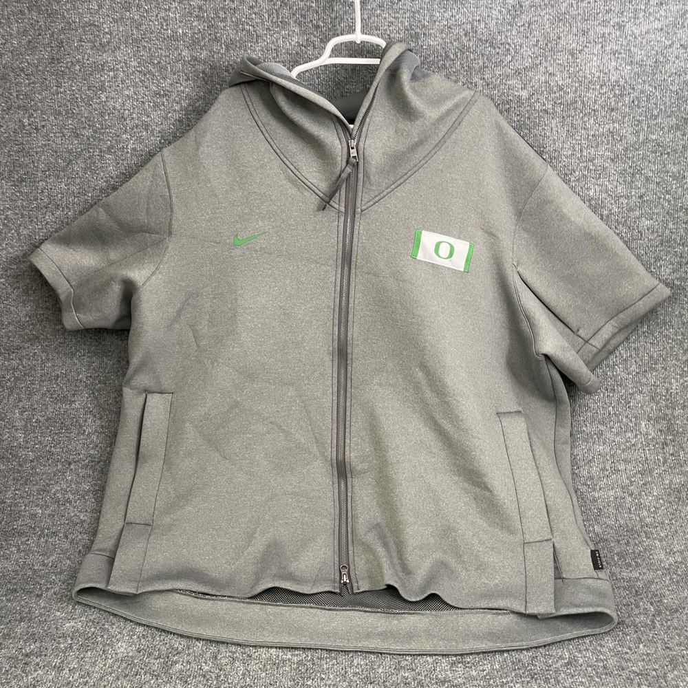 Nike Oregon Ducks Team Issued Hoodie Men 4XL Short Sleeve Full Zip Gray CQ5325